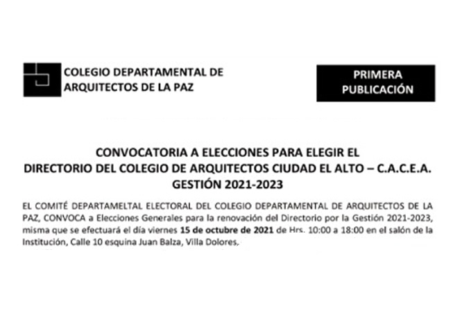 Convocatoria a elecciones 2021 – 2023